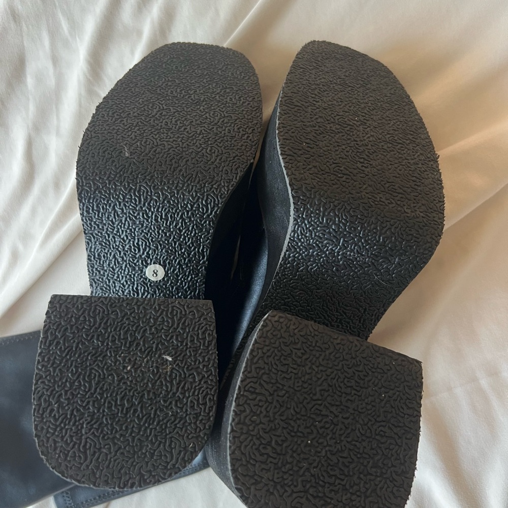 Women's Black Platform Block Heel Boots - Picture 7 of 7